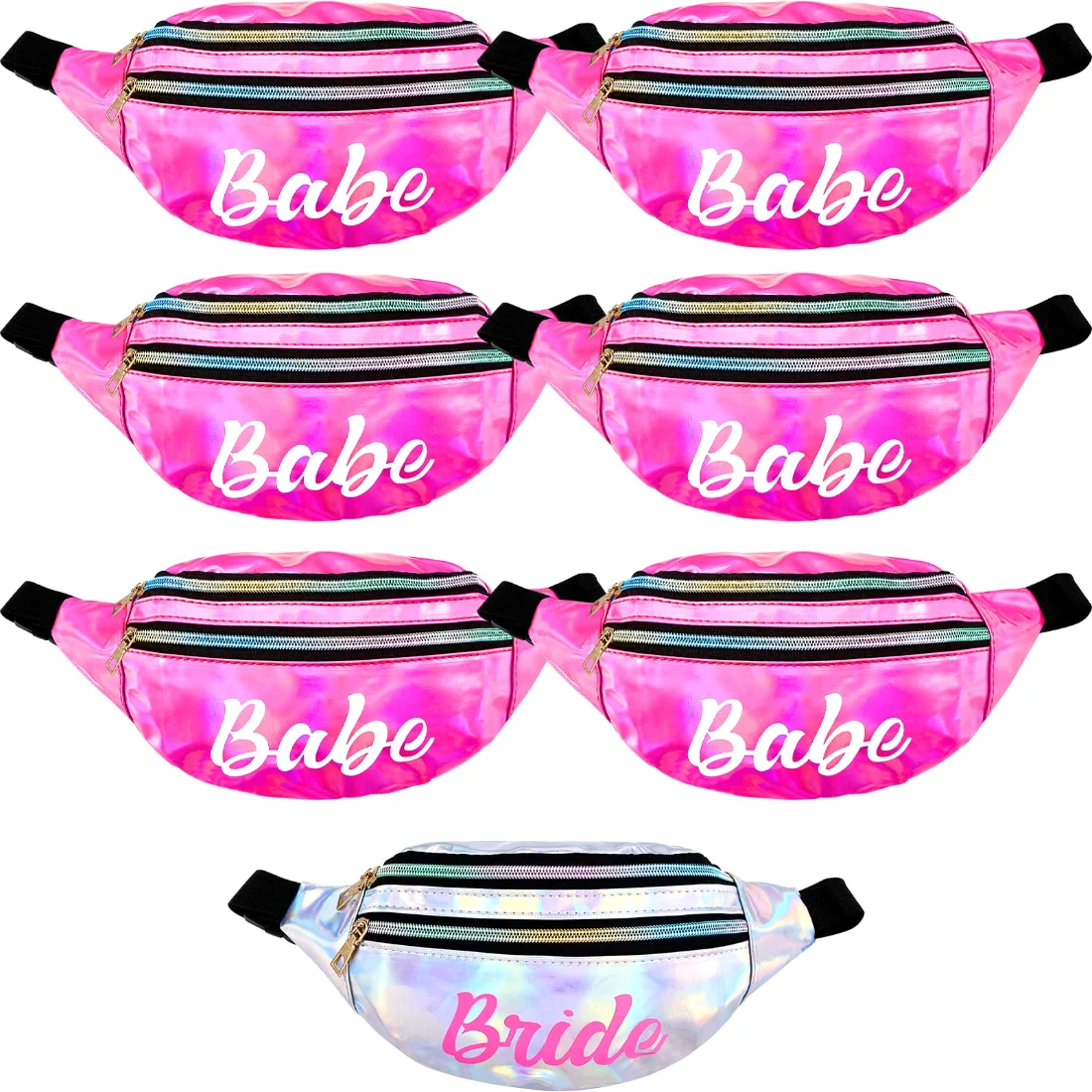 Amylove Fanny Pack Bachelorette Party Set Bride Babe Holographic